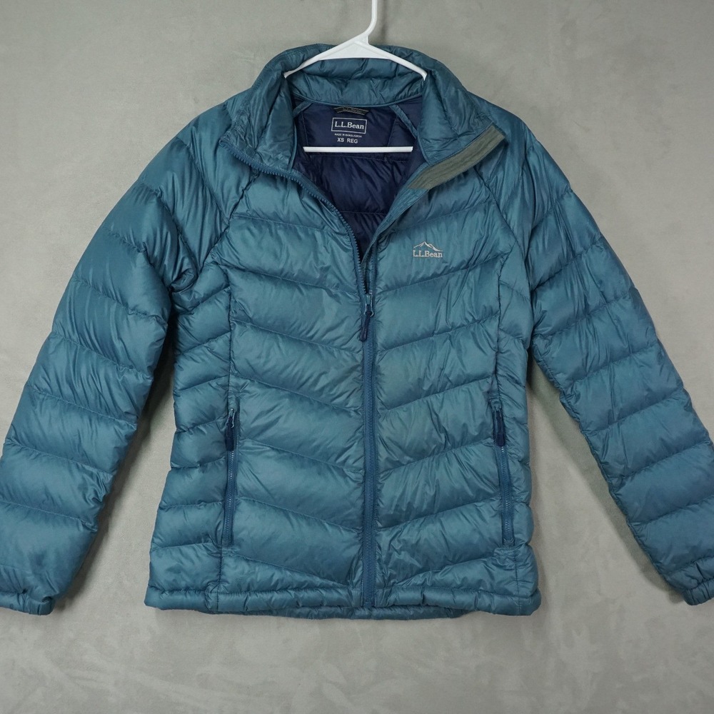 LL Bean Ultralight 850 Down Jacket Womens XS Blue Puffer Downtek Pertex Quantum